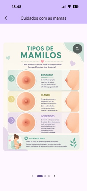 Tela sobre cuidados com as mamas